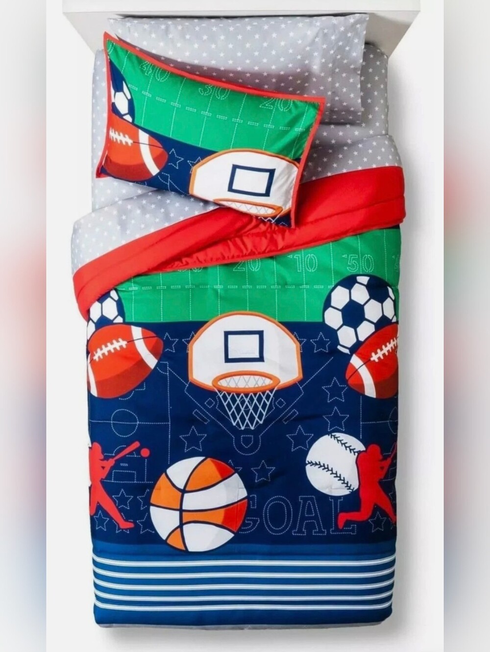 Pillowfort Full/Queen Athletic Sports Boys Comforter With Two Shams